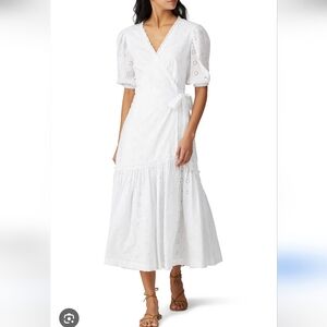 La Vie Rebecca Taylor Lucie White Eyelet Lace Wrap Dress Size S